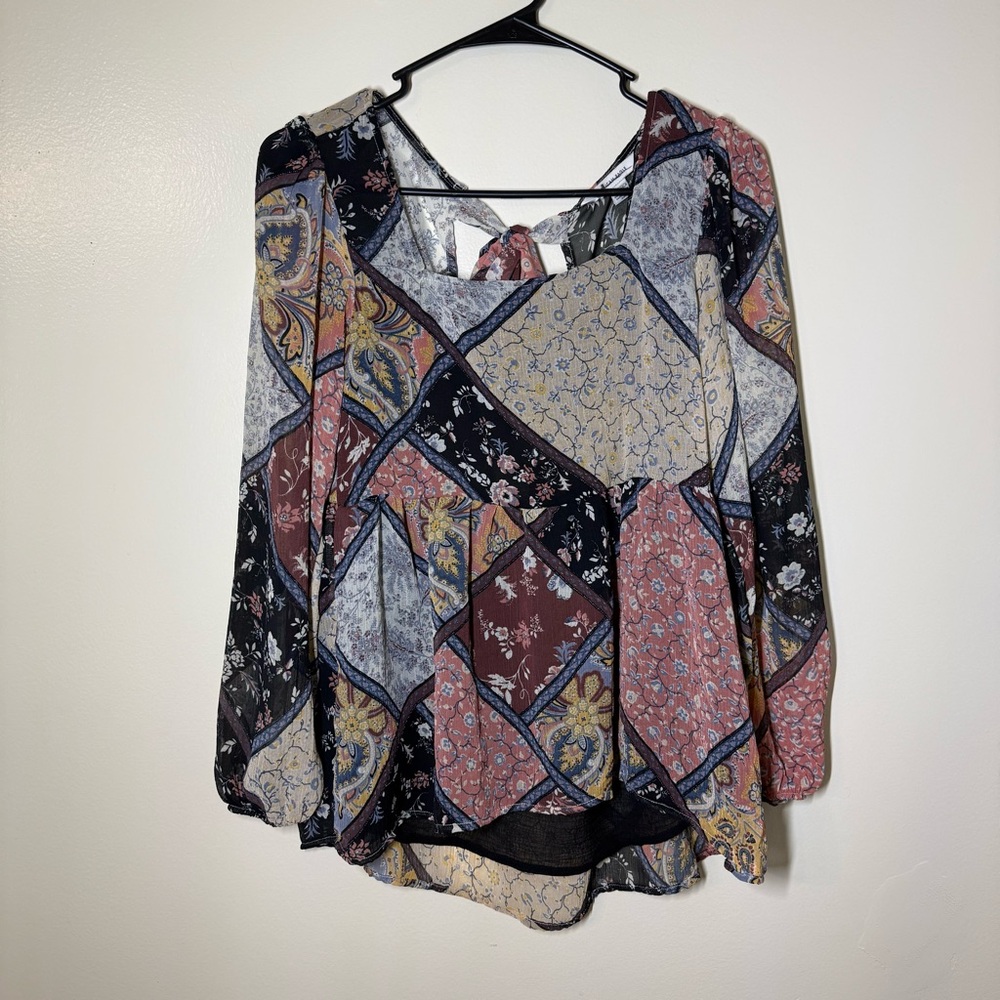 American Eagle Outfitters Patchwork Floral Peasant Balloon Long Sleeve Blouse